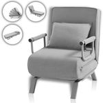 Makika 'TED', Schlafsessel ,3in1 mit Armlehne, Bettfunktion, Verstellbare Rückenlehne, inkl. Kopfkissen, max. Belastbarkeit bis 200kg, Grau