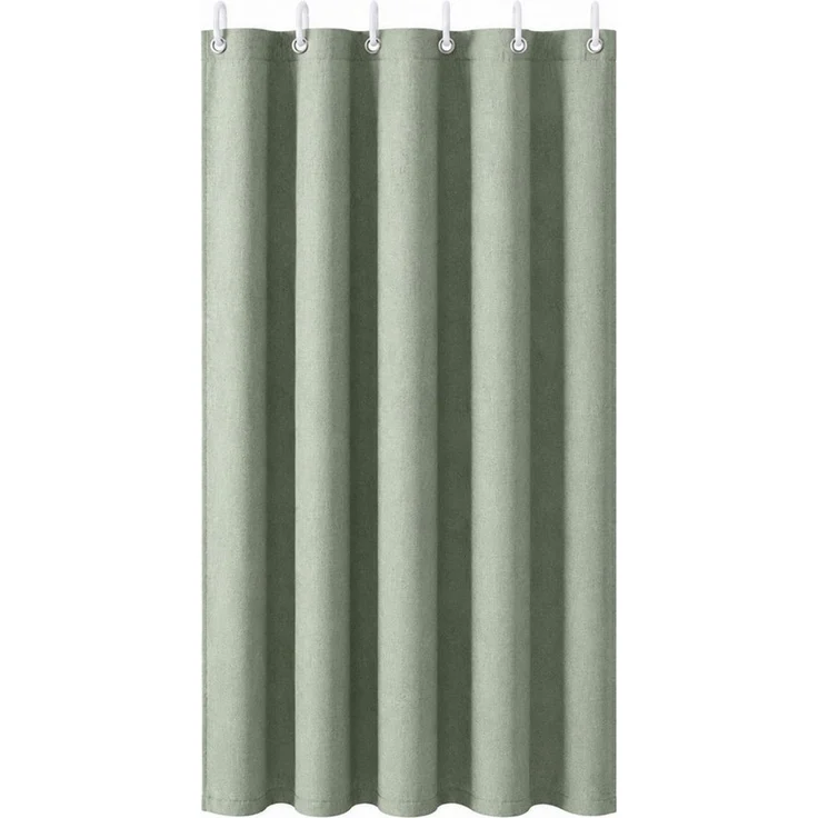 Sekey Duschvorhang Leinenoptik Textil Duschvorhang Waschbar Badewannenvorh inkl. Haken Breite 90 cm (Packung, inkl. 8 Ringe), wasserabweisend, Wannenvorhang, Beschwerter Saum, 90x180 cm Grün – Bild 1