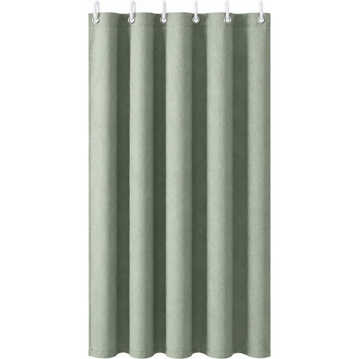 Sekey Duschvorhang Leinenoptik Textil Duschvorhang Waschbar Badewannenvorh inkl. Haken Breite 90 cm (Packung, inkl. 8 Ringe), wasserabweisend, Wannenvorhang, Beschwerter Saum, 90x180 cm Grün