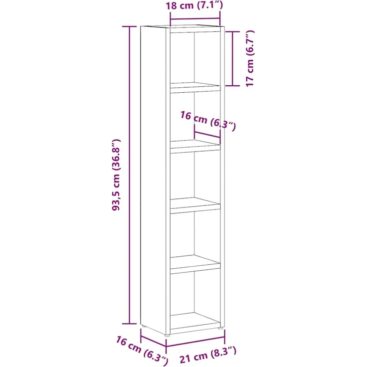 vidaXL CD-Regale 2 Stk. Schwarz 21x16x93,5 cm Holzwerkstoff 802697 – Bild 9