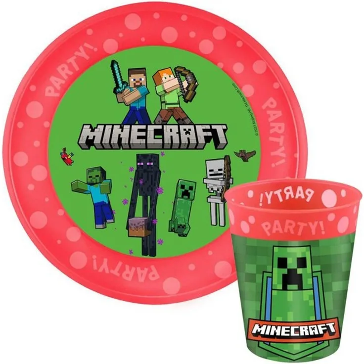 Minecraft Kindergeschirr-Set Minecraft Party Micro Premium Kunststoff Set