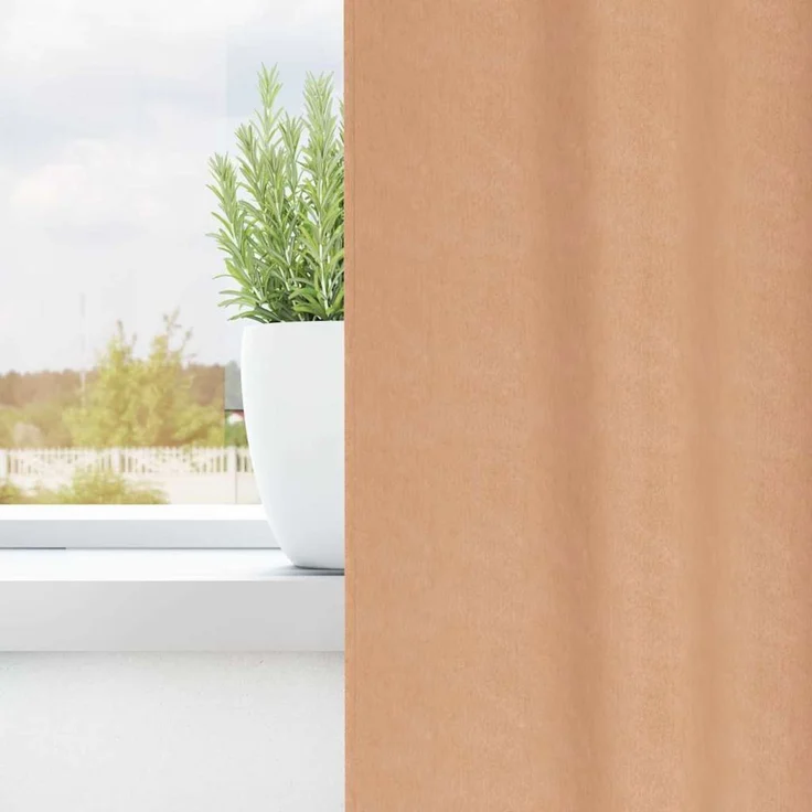 Verdunkelungs-Vorhänge | für Wohnzimmer & Schlafzimmer mit Ringen 2 pcs Hellbraun 225 x 140 cm – Bild 3