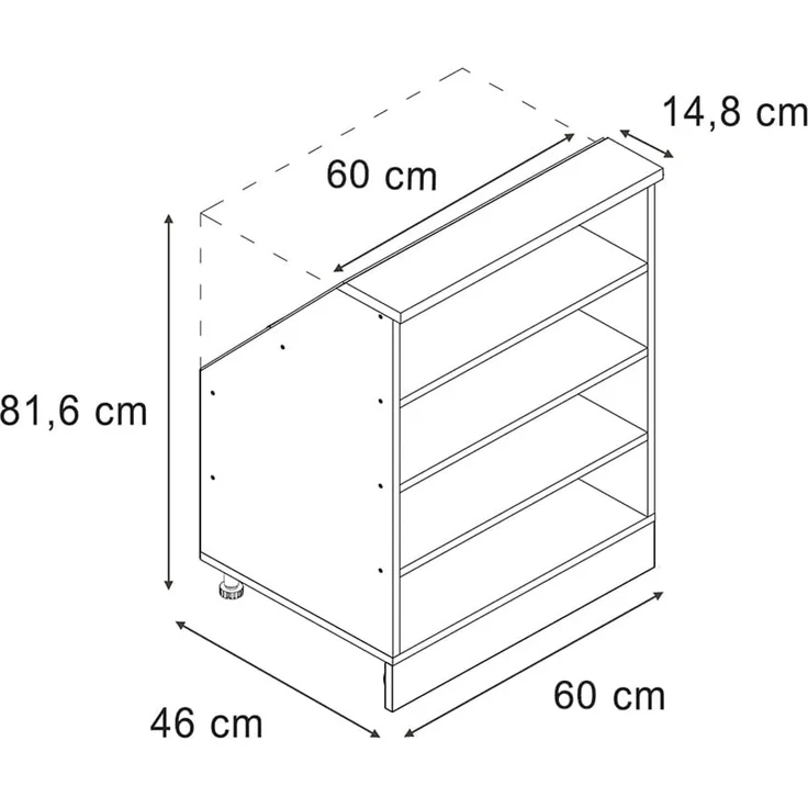 Küchenschrank für Dachschrägen R-Line Anthrazit/Anthrazit 40 cm mit 4 Fächern ohne Arbeitsplatte Vicco – Bild 3