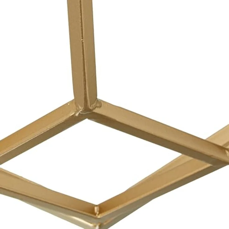 DRW Runder Beistelltisch aus Marmor und Metall in Schwarz und Gold, 38x59 cm – Bild 4