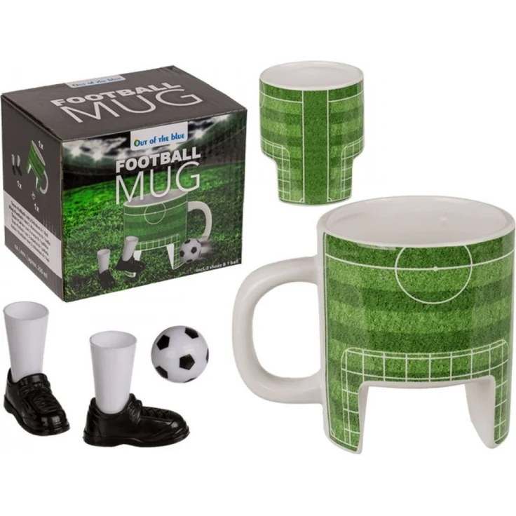 Kaffeetasse Fußballplatz ca. 12 x 9 cm mit Zubehör Fußball Tasse aus Steingut – Bild 5