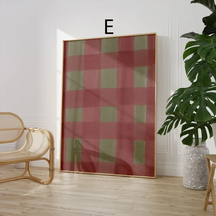 Kariertes Poster · Karo Muster Wandbild · Vintage Wanddeko · Geschenkidee · Dekoprint ohne Rahmen - E / 20 x 25 cm
