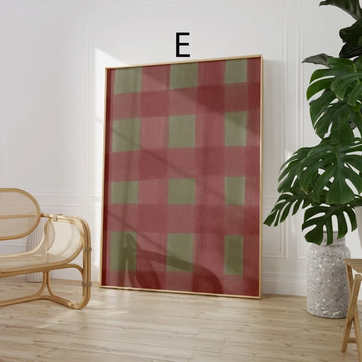 Kariertes Poster · Karo Muster Wandbild · Vintage Wanddeko · Geschenkidee · Dekoprint ohne Rahmen - E / 20 x 25 cm