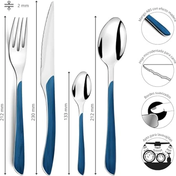 Amefa ECLAT NATURE Besteckset 24-teilig blau hochglanzpoliert – Bild 3