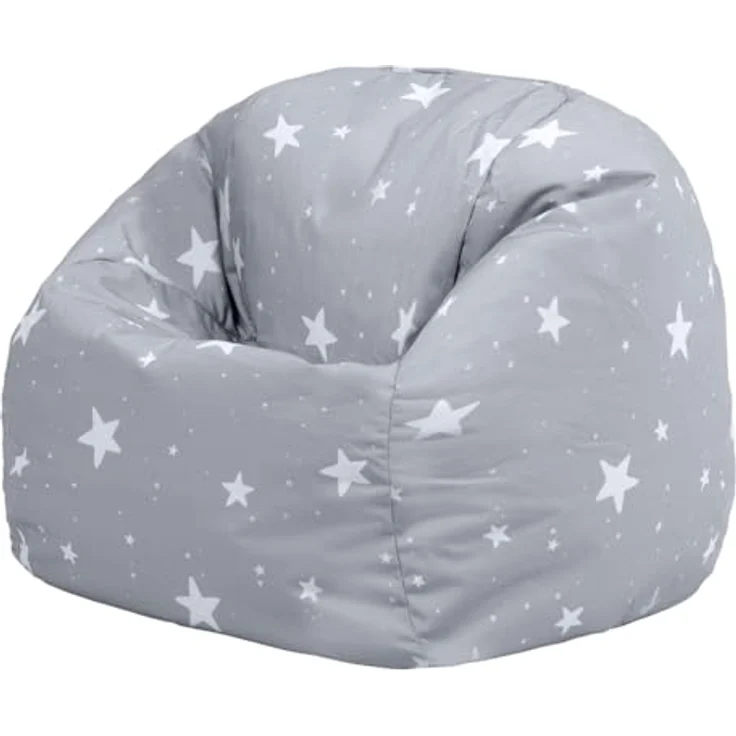 Icon Sterne Sitzsack Kinder, Grau, Gewebter-Stoff, Sitzsack mit Füllung, Bequemer Kinder Sessel, Kuschelsessel, Lese Sessel, Schlafzimmer, Kinderzimmer, Spielzimmer – Bild 2