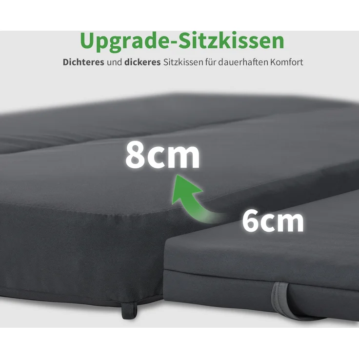 M MCombo Hollywoodschaukel mit Liegefunktion, Schaukelliege Outdoor, Gartenliege Wetterfest, Gartenschaukel mit Sonnendach & Extradickem Sitzkissen, Sonnenliege 167x155x173 cm, 8012 (grau) – Bild 4