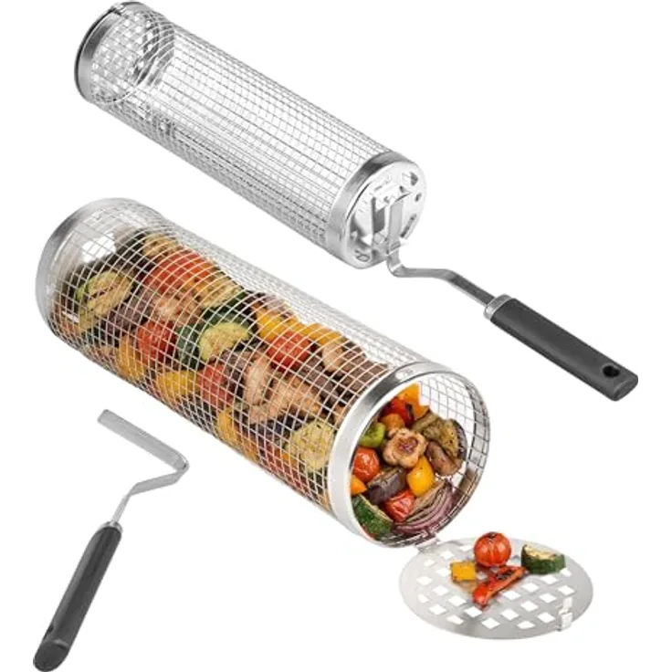 eluno Grillkörbe 2er Set aus Edelstahl, ca. 46 x 8,5 x 8,5 cm (B/H/T)
