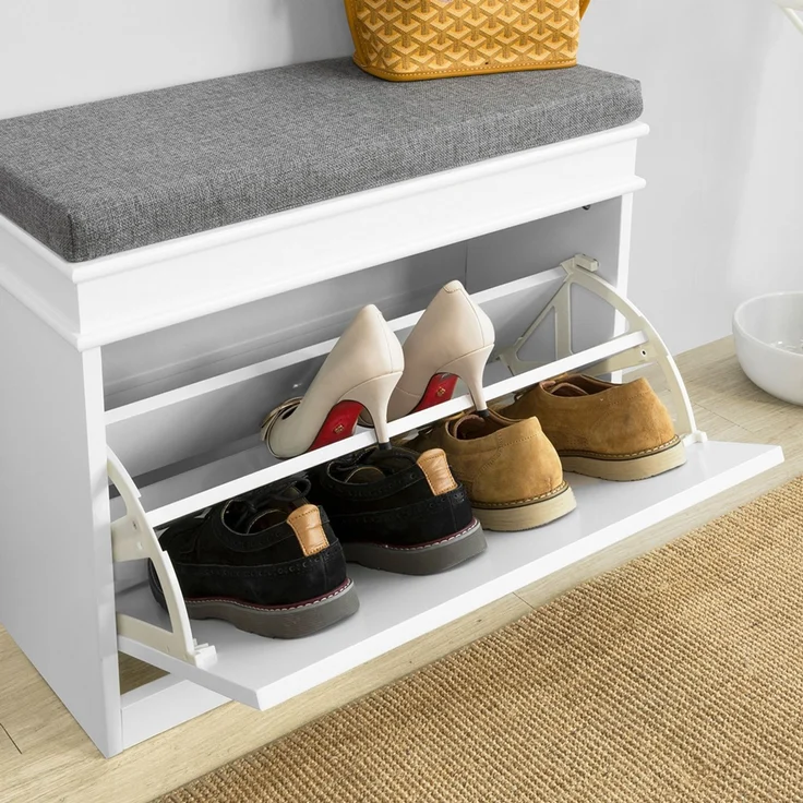 SoBuy FSR82-K-W Schuhbank, MDF, Lackiert, Weiß, 61 x 51 x 24 cm – Bild 8