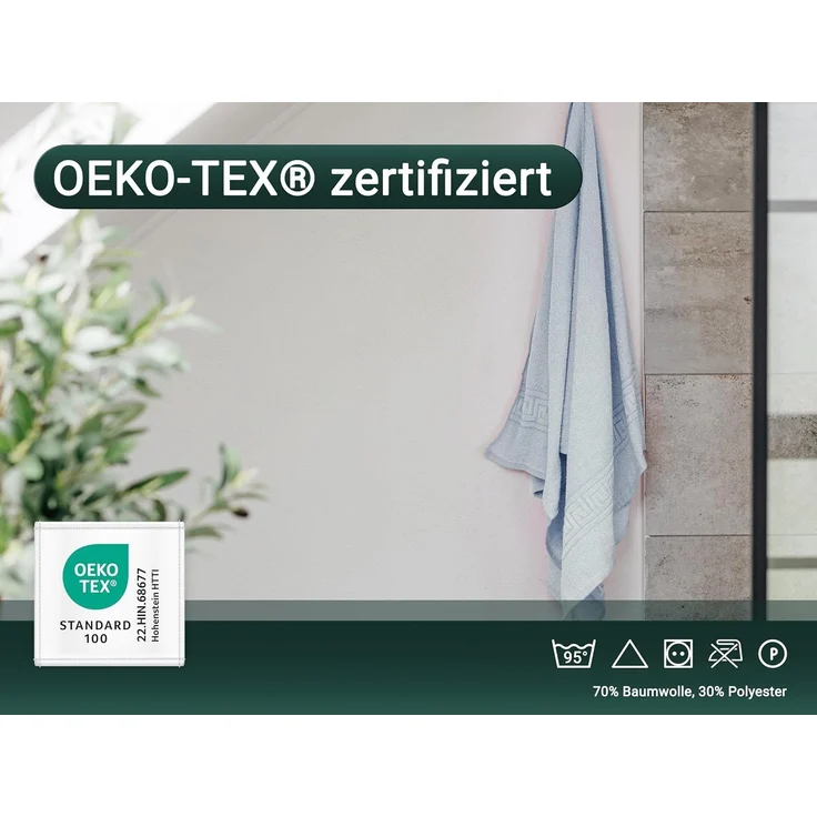 ZOLLNER 5er Set Duschtücher 70% Baumwolle, 30% Polyester, 70x140 cm, blau – Bild 4