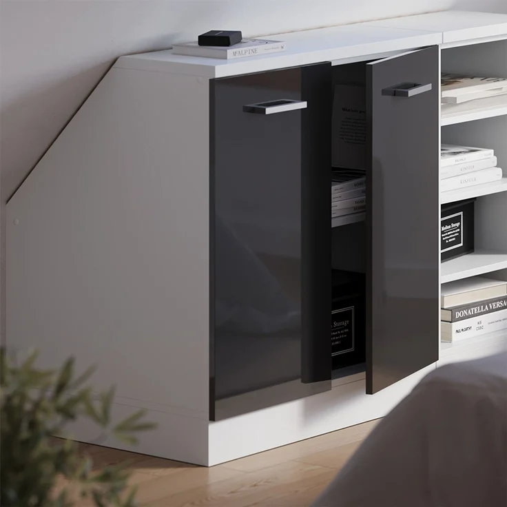 Küchenschrank für Dachschrägen R-Line Anthrazit Hochglanz 80 cm mit 2 Türen, Schrankkorpus 60 cm Tiefe Vicco – Bild 4