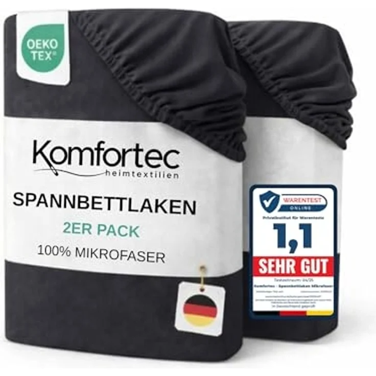 Komfortec Spannbettlaken Boxspringbett bis 15cm - 30cm Matratzenhöhe, Mikrofaser, Gummizug: Rundum, (2 Stück) – Bild 1
