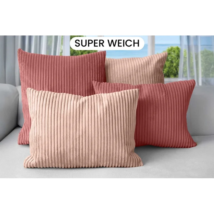Amilian Dekokissen Sofakissen 4er Set mit Füllung - 2x 45x45 + 2x 35x45 cm, Hotelverschluss, waschbar, formstabil – Bild 2