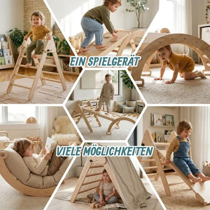 Relaxdays 3 in 1 Kletterdreieck aus Holz – Bild 3