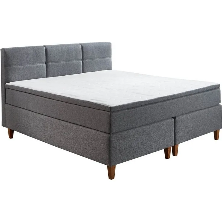 Boxspringbett Kansas / Kenora, Holzwerkstoff, Stoff, Grau, 180 x 110 x 213 cm