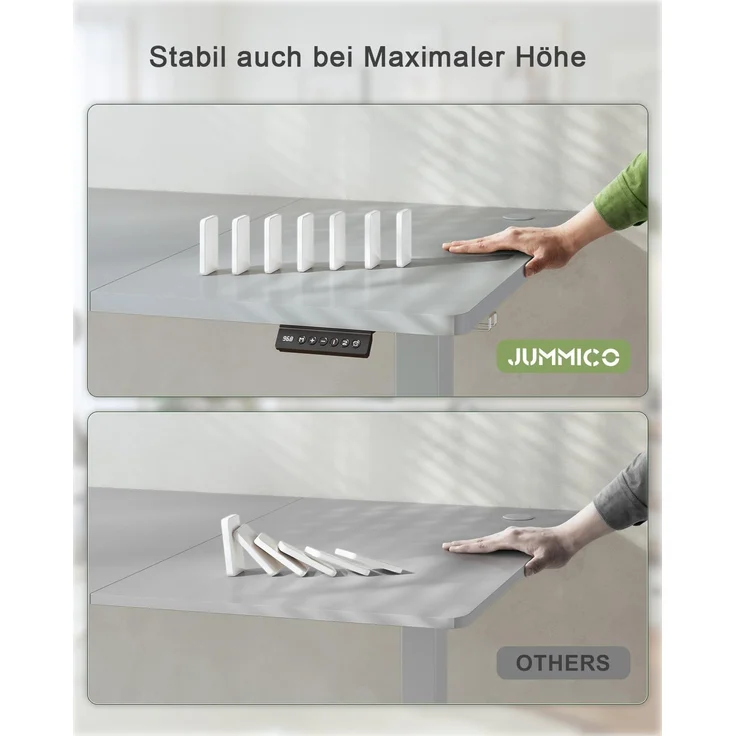JUMMICO Schreibtisch elektrisch höhenverstellbar mit USB-Ladeanschluss, Grau, 120x60 cm – Bild 7