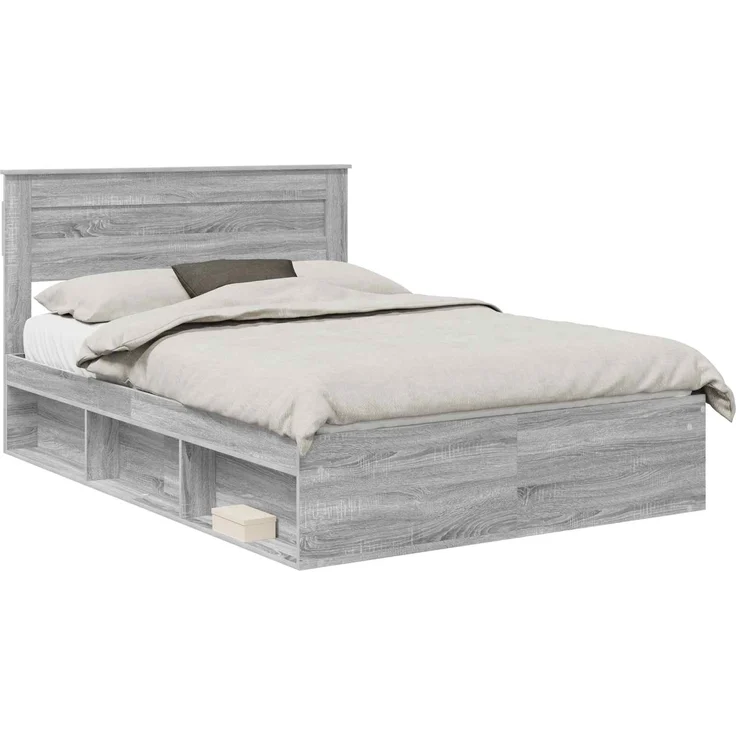 vidaXL Bettrahmen Graues Sonoma 140 x 200 cm Massives Kiefernholz 3409764 – Bild 1
