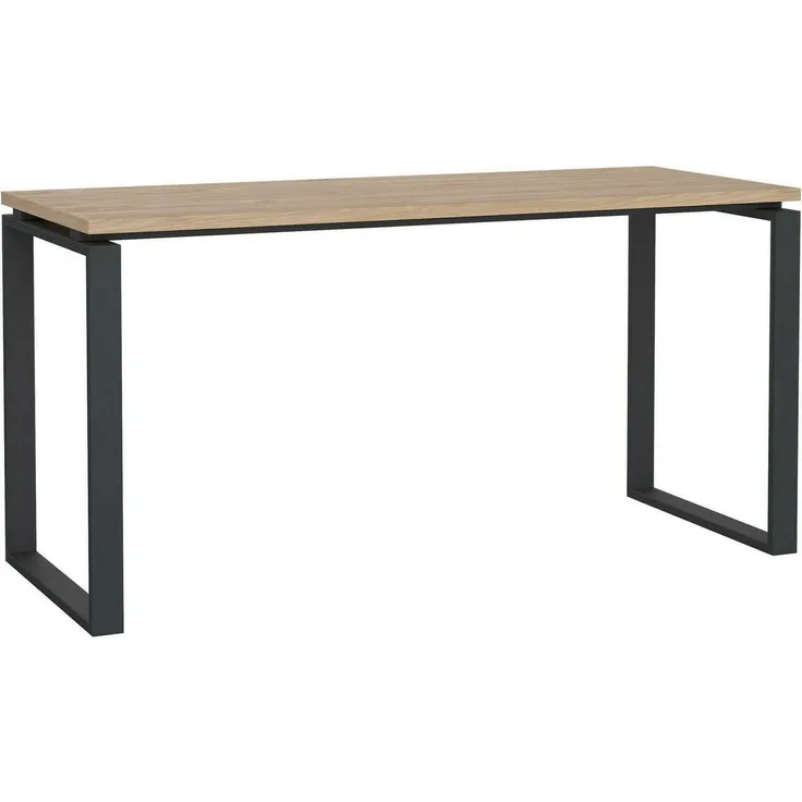 Dmora Schreibtisch Arignano, Mehrzweckschreibtisch, Bürotisch für PC, Eckschreibtisch, 150x60 h76 cm, Eiche und Grau