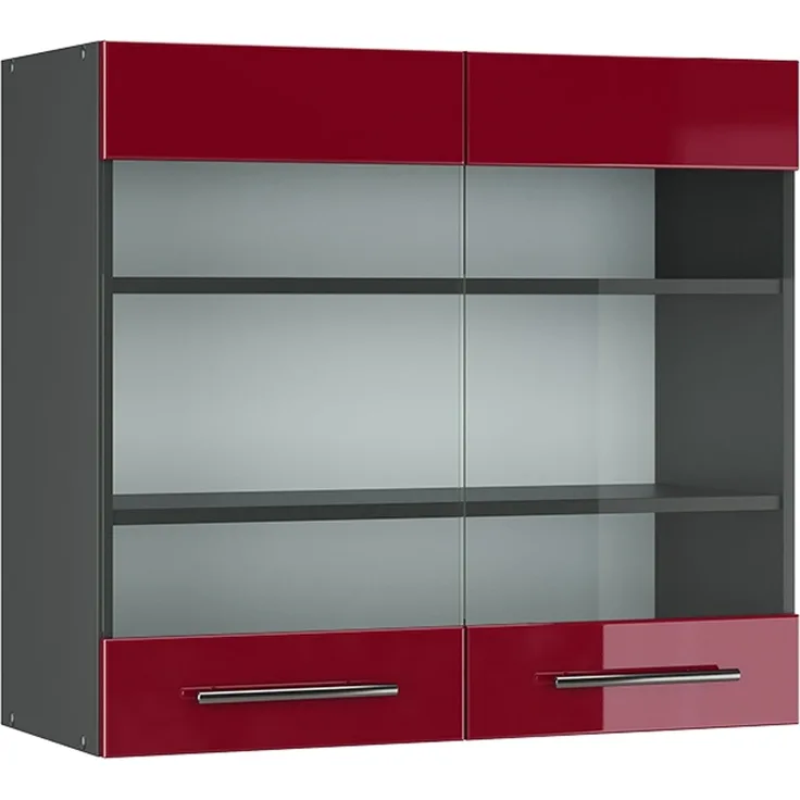 Küchenglasschrank Fame-Line Bordeaux Hochglanz 80 cm Vicco