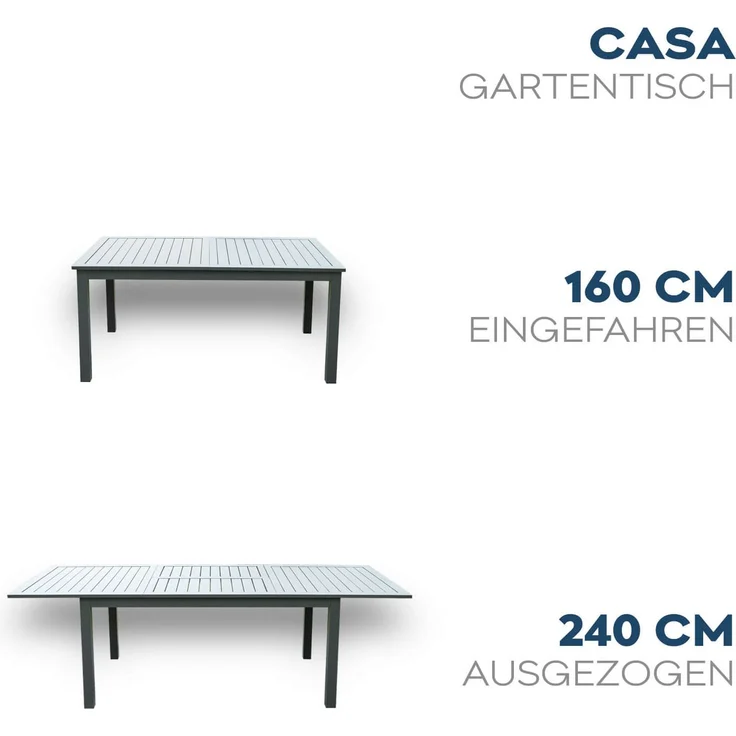 HOME DELUXE Garten-Sitzgruppe ausziehbar CASA MADERA - 160/240 x 100 cm 8 Stühle – Bild 8