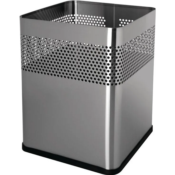 Helit Papierkorb Edelstahl quadratisch 18l Lochdekor