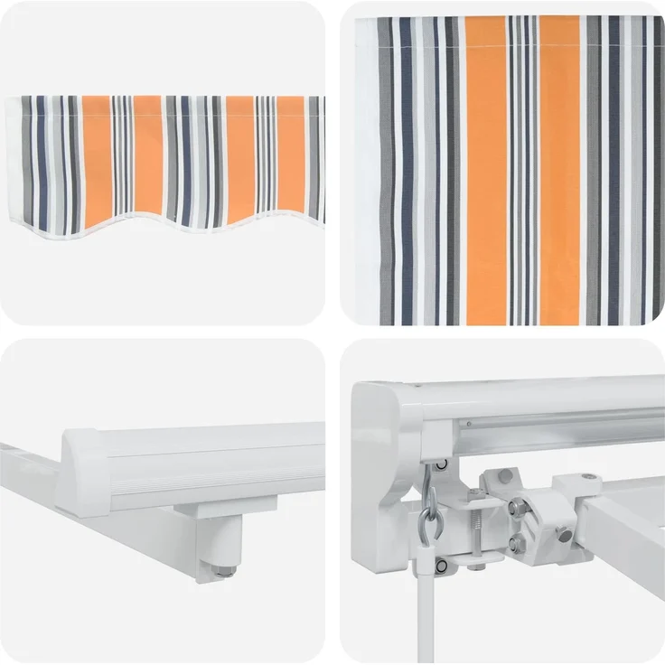 vidaXL Manuell einziehbare Markise Orange, Grau, Blau, Weiß 5 x 3,5 m 3420354 – Bild 7