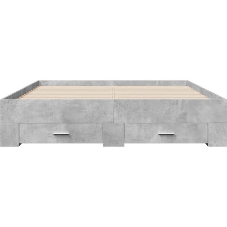 vidaXL Bettgestell mit Schubladen Betongrau 140x200 cm Holzwerkstoff 3280387 – Bild 2