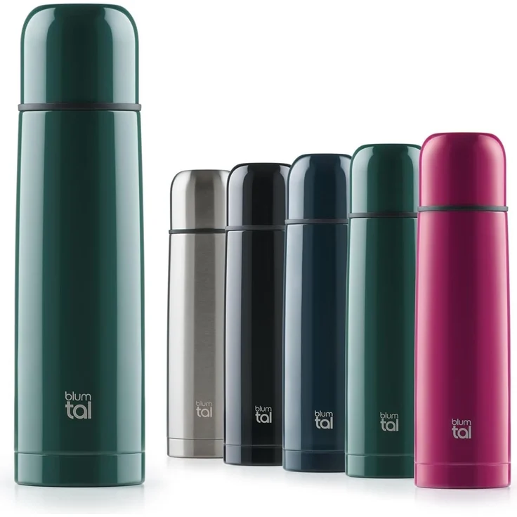 Blumtal® Thermosflasche 700 ml - BPA-freie Thermoskanne für warm&kalt - auslaufsichere Isolierflasche 700ml aus Edelstahl rostfrei - Thermoskanne mit Becher - Tee Thermoskanne 700 ml - Dunkelgrün – Bild 1