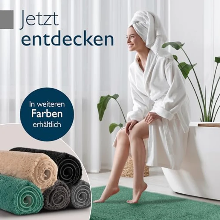 Beautissu Badematte rutschfest BeauMare FL, Hochflor 30 mm, 60x50 cm, mintgrün, waschbar, Shaggy-Teppich – Bild 8