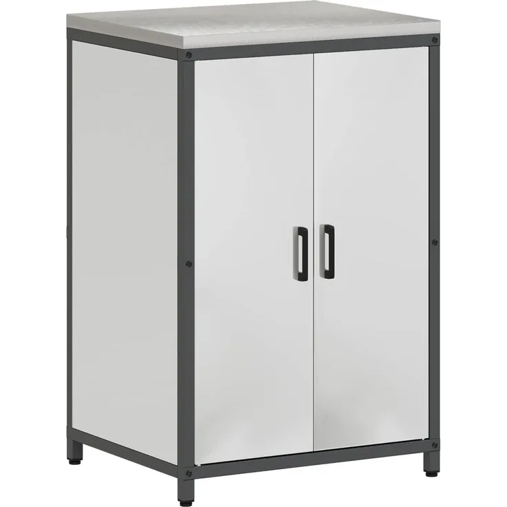 vidaXL Küchenaufbewahrung mit Regal Silber 60 x 50 x 92 cm Stahl 874994