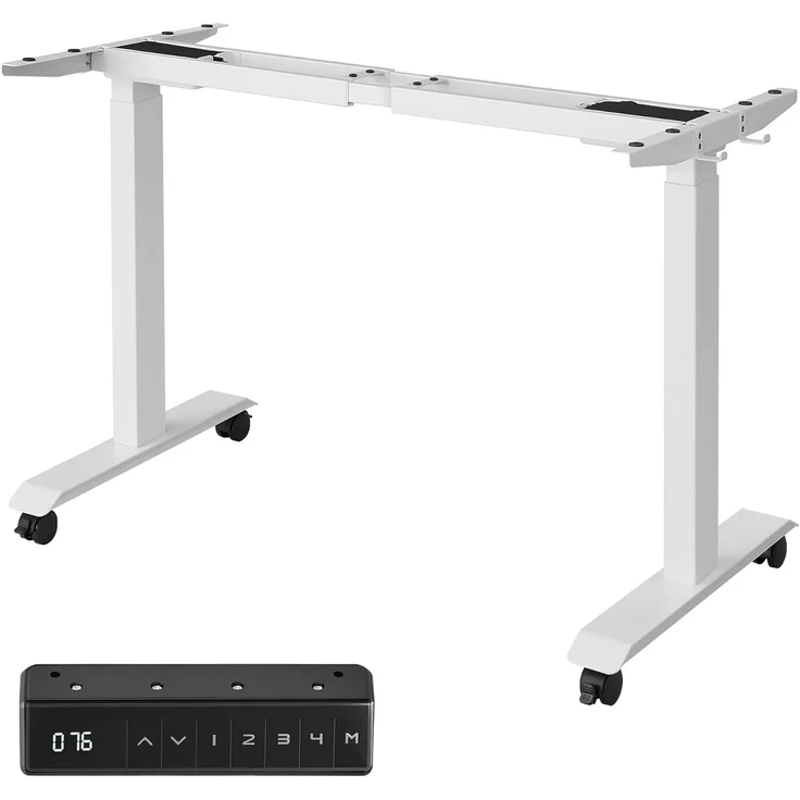 Höhenverstellbarer Schreibtisch elektrisch, Schreibtischständer, Doppelmotor, mit Haken, stufenlos verstellbar, Memoryfunktion, Stahl, weiß LSD019W01 – Bild 1
