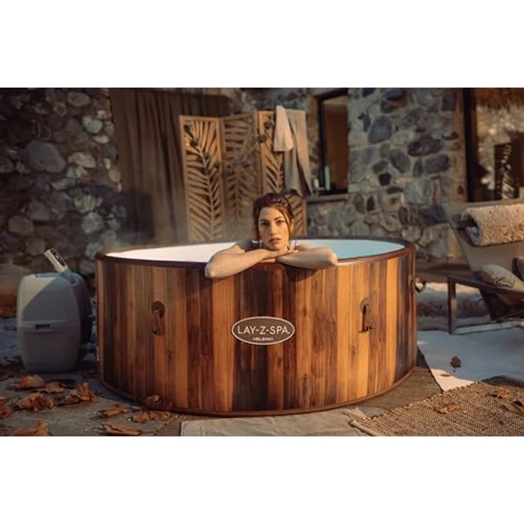 Bestway® LAY-Z-SPA® Whirlpool Helsinki AirJet Plus™ für 7 Personen, Ø 180x66 cm, Holz-Optik (Pinie) – Bild 12