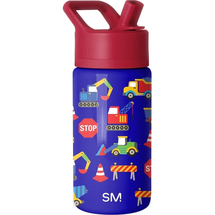 Simple Modern Trinkflasche Kinder mit Strohhalm | Sport Isolierte Edelstahl-Kindertrinkflasche für Kleinkinder Jungen und Mädchen | Summit | 415ml | Under Construction