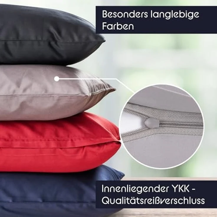 Blumtal Kissenbezüge Premium Mako Satin Kissenbezug, superweich aus 100% Baumwolle, (1 Stück), OEKO-TEX zertifiziert – Glanzoptik & farblich passender Reißverschluss – Bild 5
