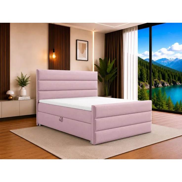 Best for Home Boxspringbett Trinity K-1 LUX – Modern Boxspringbett mit Stauraum & Komfort (Boxspringbett-Set, 1-St, Komplettes Boxspringbett-Set inklusive Matratze und Topper), Ergonomischer Schlafkomfort, großer Stauraum