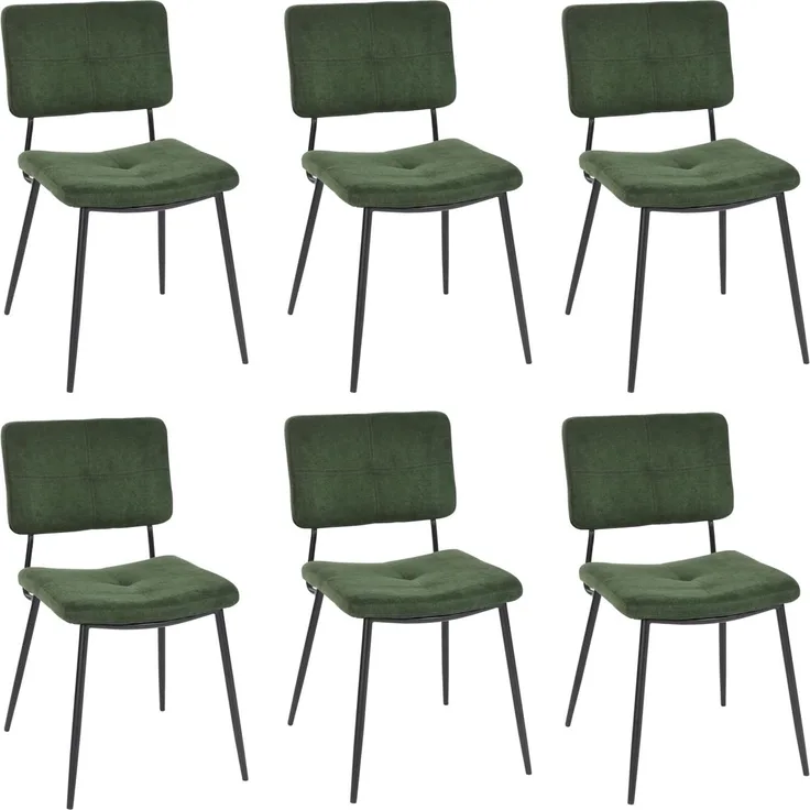 MEUBLE COSY Esszimmerstühle 6er Set Küchenstühle Ergonomisch Wohnzimmerstuhl Polsterstuhl mit Rückenlehne Sitzfläche aus Stoff Metallbeine, Retro, Grün