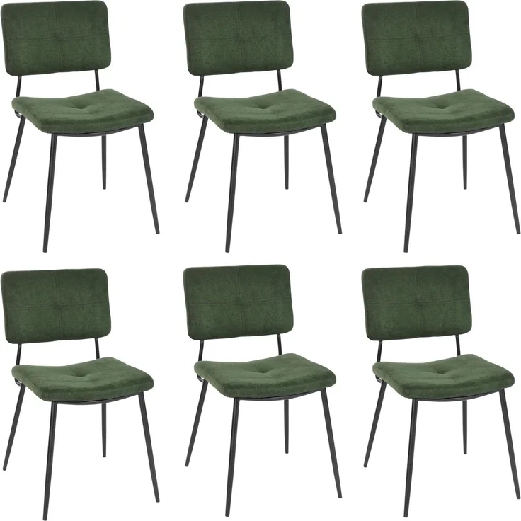 MEUBLE COSY Esszimmerstühle 6er Set Küchenstühle Ergonomisch Wohnzimmerstuhl Polsterstuhl mit Rückenlehne Sitzfläche aus Stoff Metallbeine, Retro, Grün