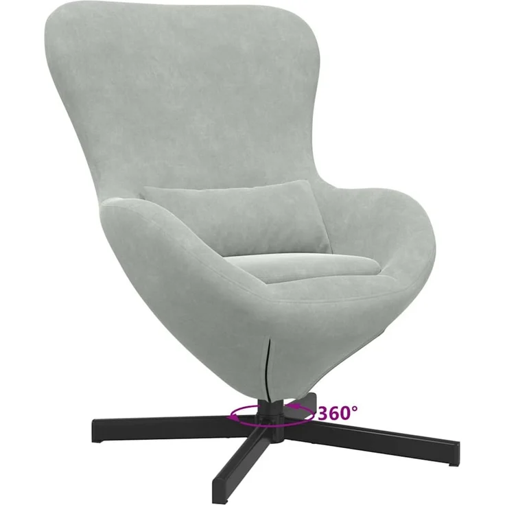 vidaXL Eiersessel Hellgrau 63 x 73 x 90 cm Samt 42002756 – Bild 8