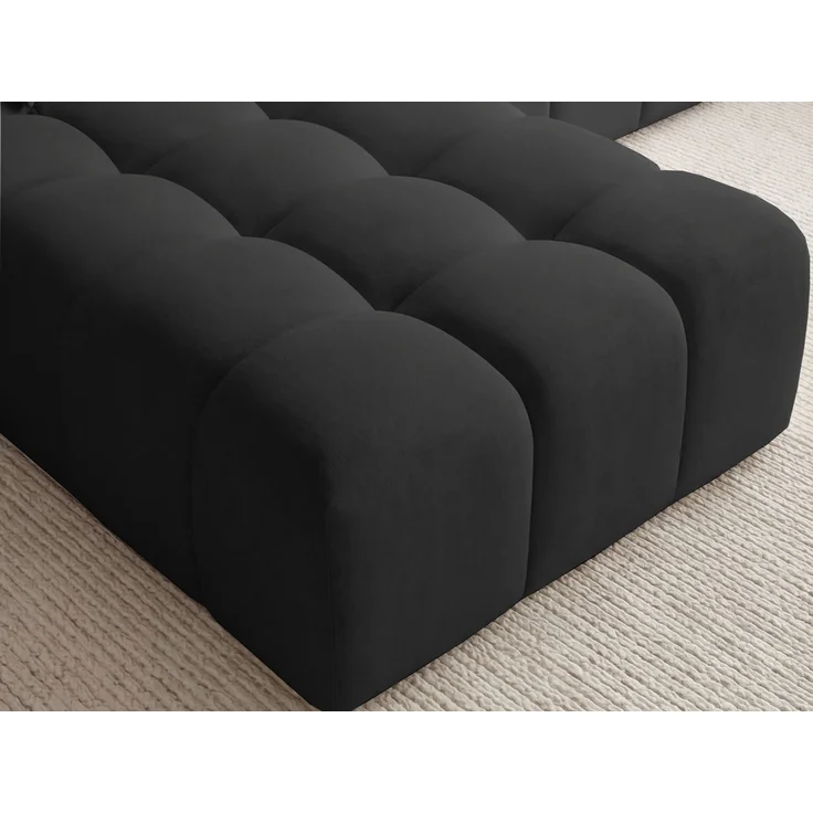 GRAINGOLD Ecksofa Loopo, Couch L-Form mit Wellenfeder, Velour-Stoff, Schwarz, Links – Bild 4