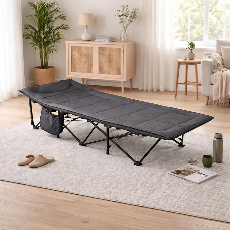 Popup Gartenliege Feldbett Campingbett gepolstert klappbar 190x67x37cm – Bild 3
