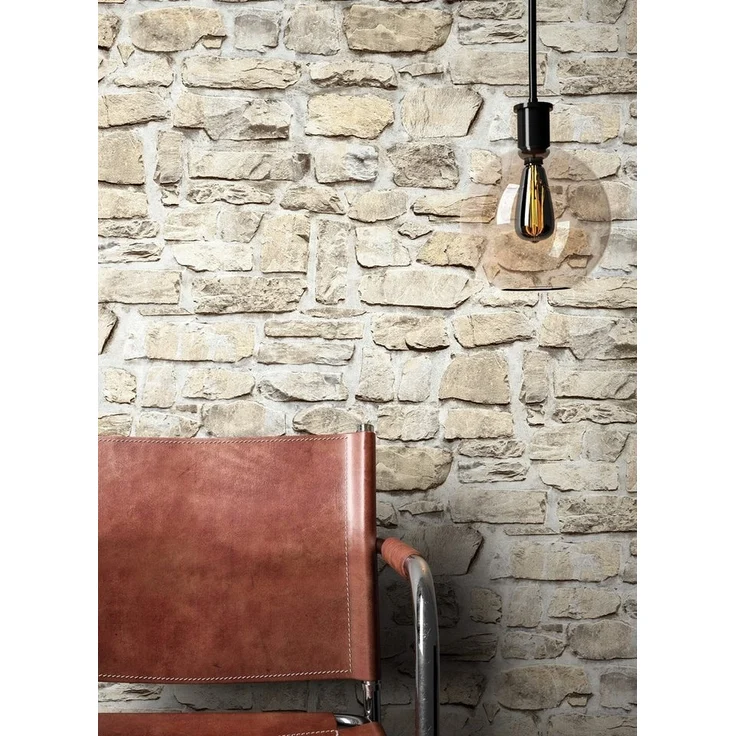 Newroom Vliestapete, Creme Tapete Modern Stein - Steintapete Steinoptik Beige Weiß 3D Optik Industrial Ziegelstein Klinker für Wohnzimmer Schlafzimmer Küche, Steintapete, Steinoptik – Bild 2