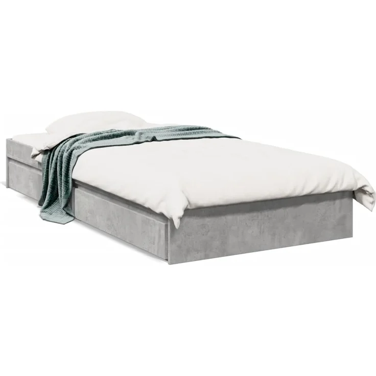 vidaXL Bettgestell mit Schubladen Betongrau 75x190 cm Holzwerkstoff 3280716 – Bild 1