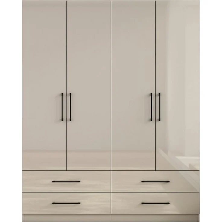OTTO home Kleiderschrank Sylt Schlafzimmerschrank Bestseller mit hochglänzenden Fronten (Drehtürenschrank mit 4 Schubladen und 4 Türen) Schrank in Breite 160 mit viel Stauraum – Bild 4
