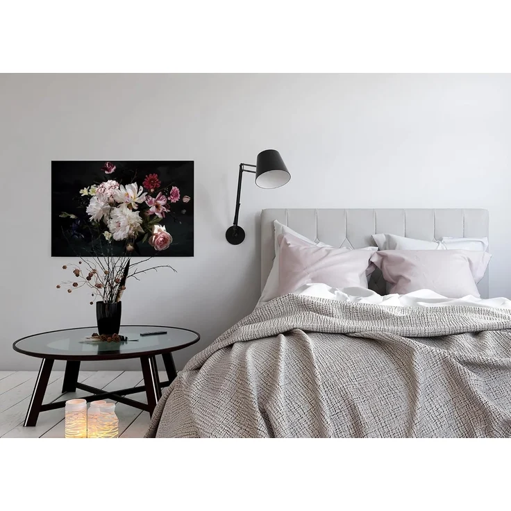 Blumen Leinwandbild Weiß Schwarz 90x60 DD120255 Wohnzimmer Wandbild Floral – Bild 3