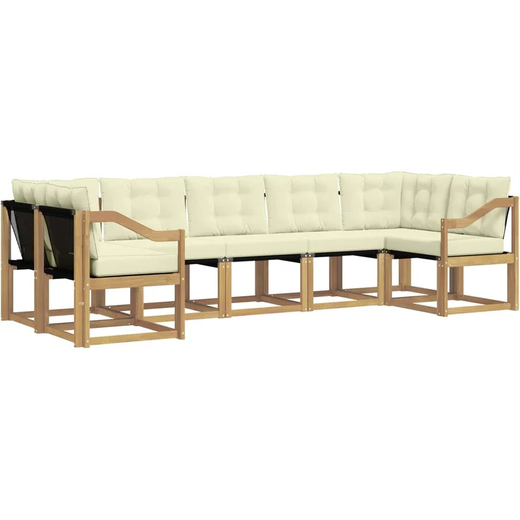 vidaXL Outdoor-Sofagarnitur 7 stk. 7-Sitzer Weiß und Creme 3389844 – Bild 2