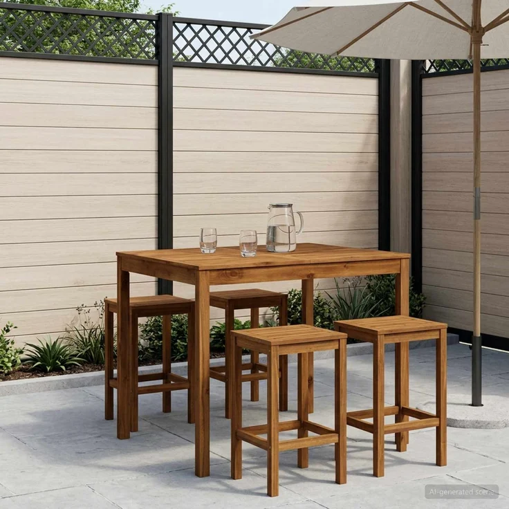 vidaXL Gartenbar-Tisch LAREN Natur 110 x 108,5 x 105 cm 901259 – Bild 1