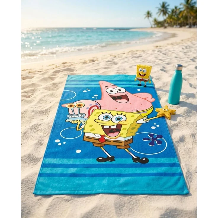 Spongebob Schwammkopf Strandtuch 70 × 140 cm leicht und schnelltrocknend – Bild 2